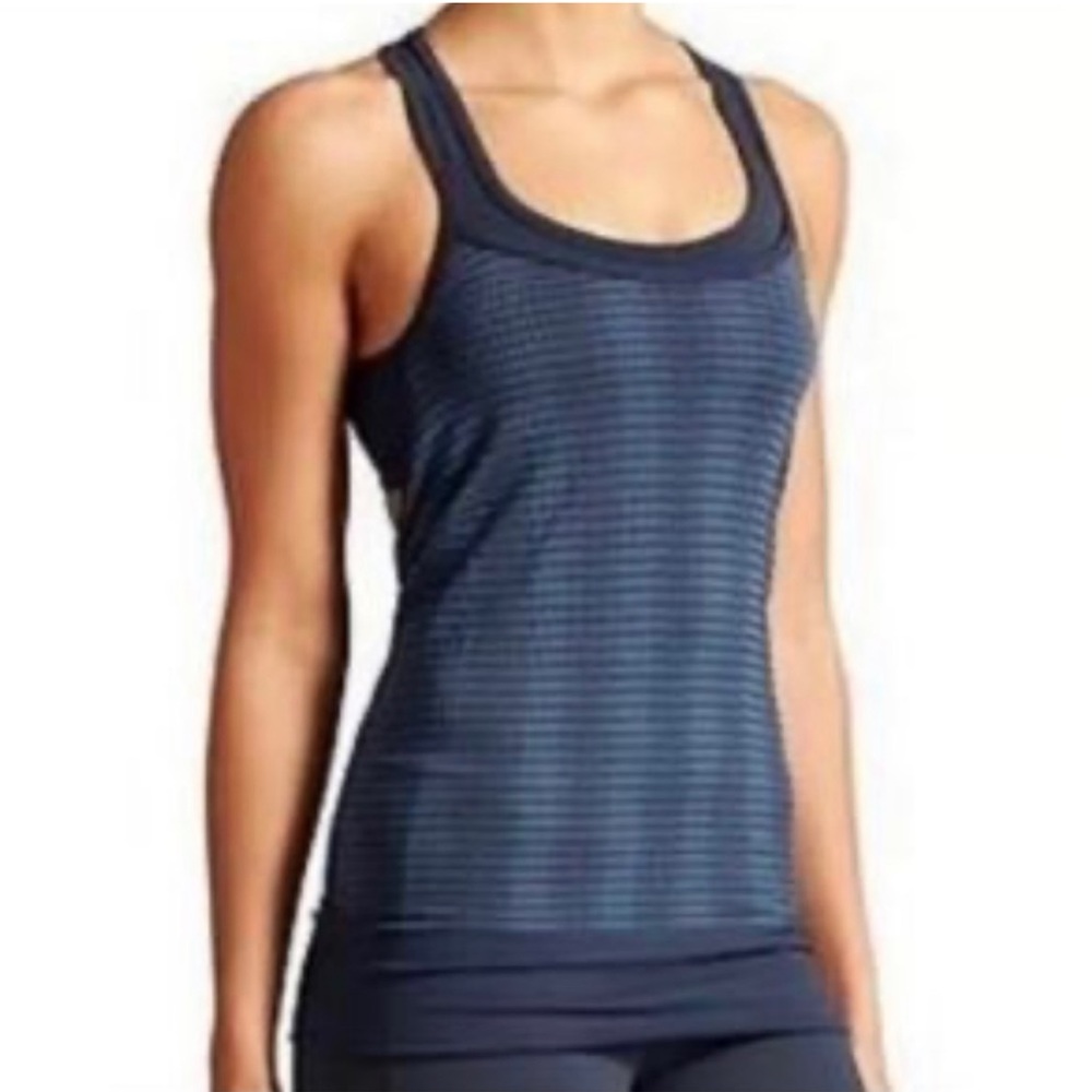 Athleta Navy Blue Striped Tank/bra Top